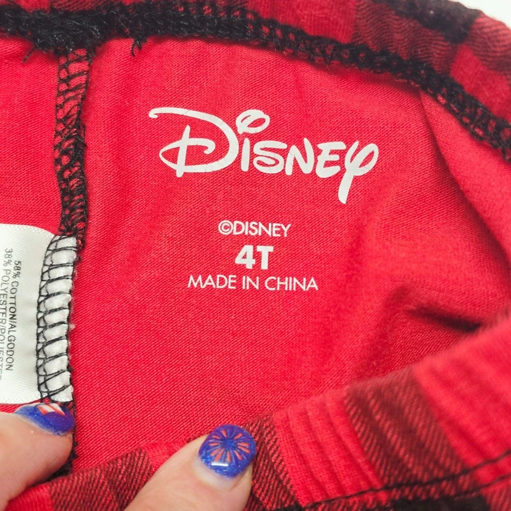 Disney Kids 4T Black Red Minnie Mouse Buffalo Plaid Ruffle 2 Piece Set